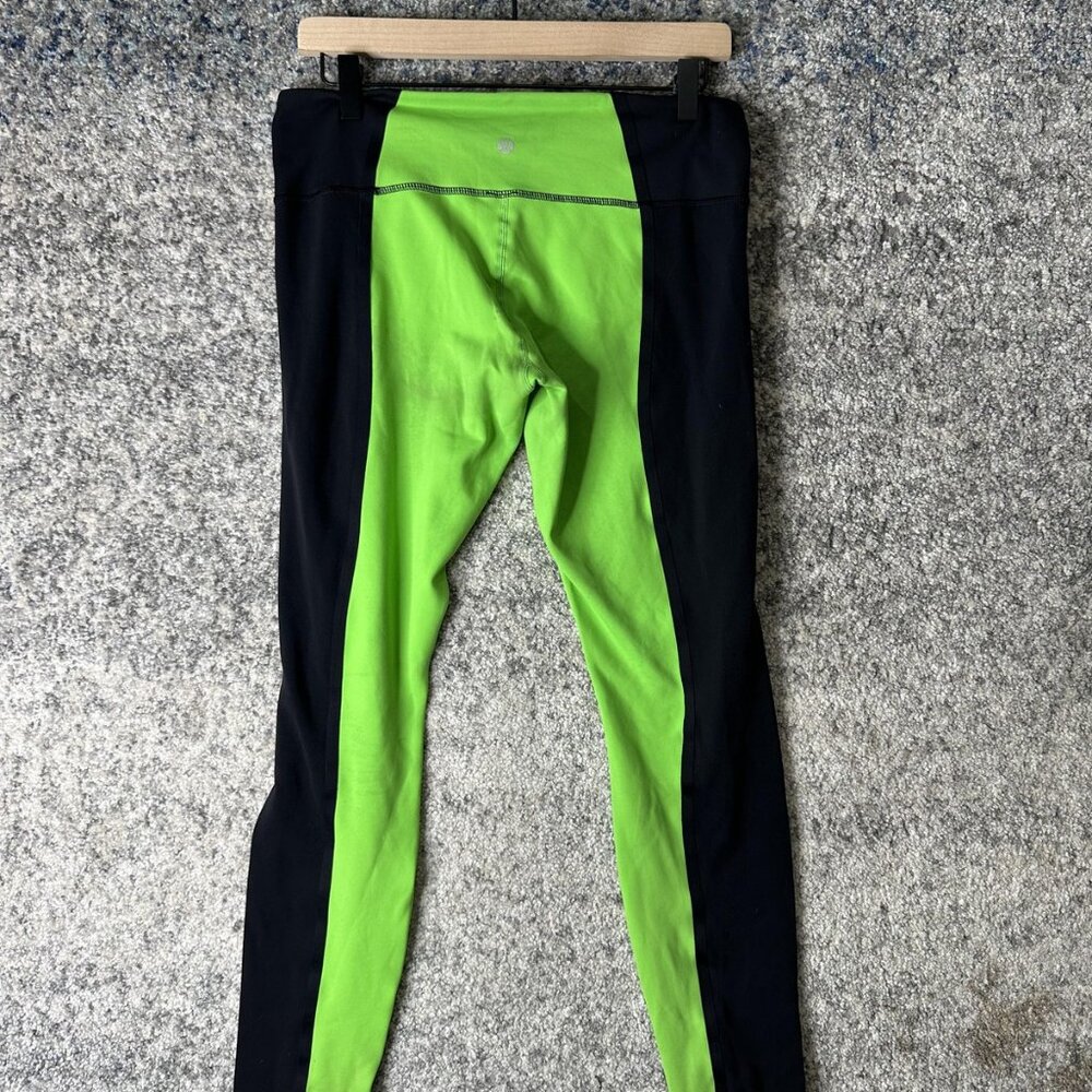 Lululemon Pants Womens 10 Black Green Colorblock High Rise Yoga Leggings Legging - Picture 5 of 9